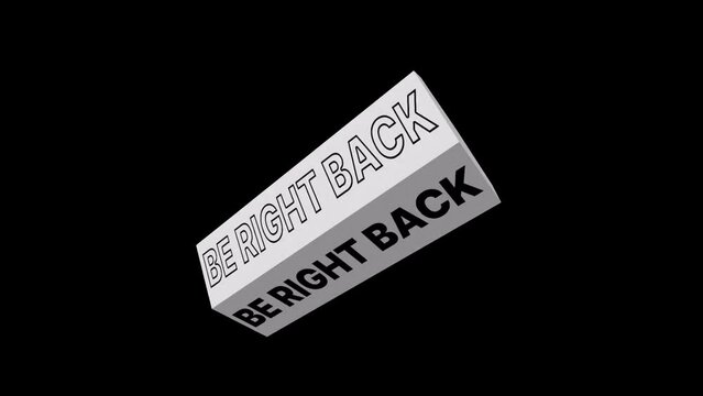 Be Right Back Text icon background animated logo symbol, social media