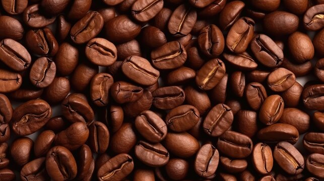 Golden brown coffee bean background, AI generated Image