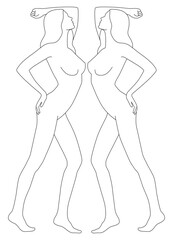 Girl. Abstract minimalistic female bodies. Contemporary art in one line.