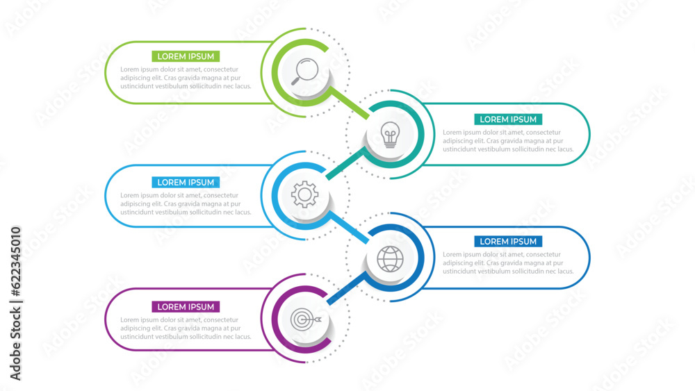 Wall mural Vector abstract elements of graph infographic template with label, integrated circles. business concept with 5 options.