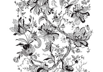 lace floral seamless pattern. Chintz - obrazy, fototapety, plakaty