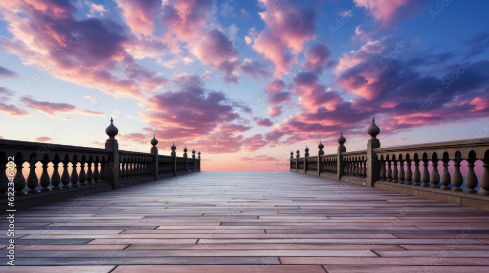 Aufkleber a bridge with a sunset in the background. generative ai image.