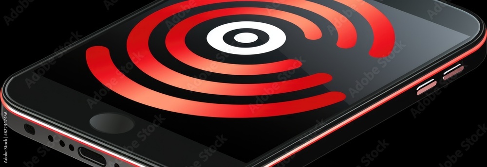 Poster a close up of a cell phone with a red design. generative ai image.