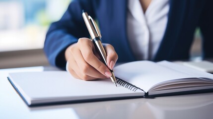 professional business person writing on a notebook.generativeAI.