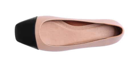 One new stylish square toe ballet flat on white background, top view