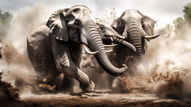 Elephants and donkeys battle in a chaotic scene.