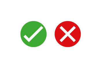 Obraz premium Set of Yes and Right and Wrong or Approved and Rejected Icons with Check Mark and Cross Symbol.