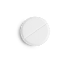 One pill isolated on white, top view