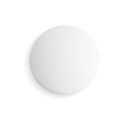 One pill isolated on white, top view
