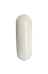 One pill isolated on white. Drug therapy