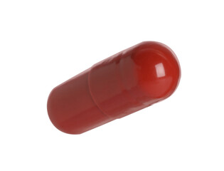 One red pill on white background. Medicinal treatment