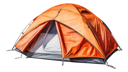 Orange camping tent illustration isolated.