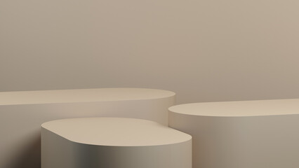 3D geometry shaped podium for cosmetic and beauty products presentation background. 3d rendering illustration