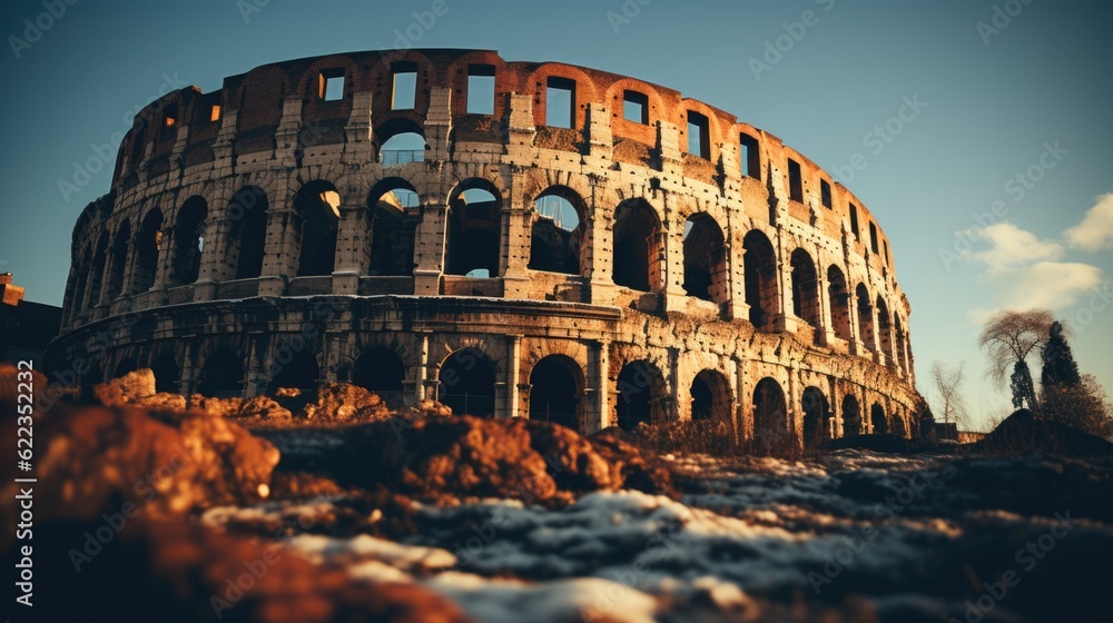 Aufkleber a large building sitting on top of a river. generative ai image.