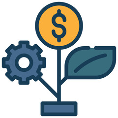 growth investment money gear strategy icon filled outline