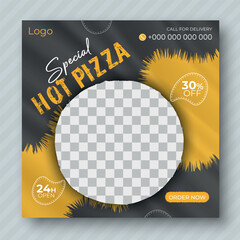 Hot Pizza Social Media Post design Template For Your Business