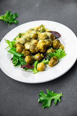 Brussels sprouts mustard sauce vegetable food meal food snack on the table copy space food background rustic top view