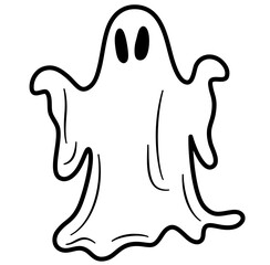 Cute ghost halloween cartoon outline icon