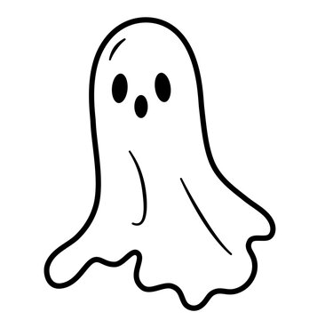 Cute ghost halloween cartoon outline icon