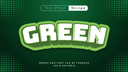 Cool comic pop art green bold 3D editable text effect. Cool and trendy text effect with green colours, dotted halftone on green background design. Green nature