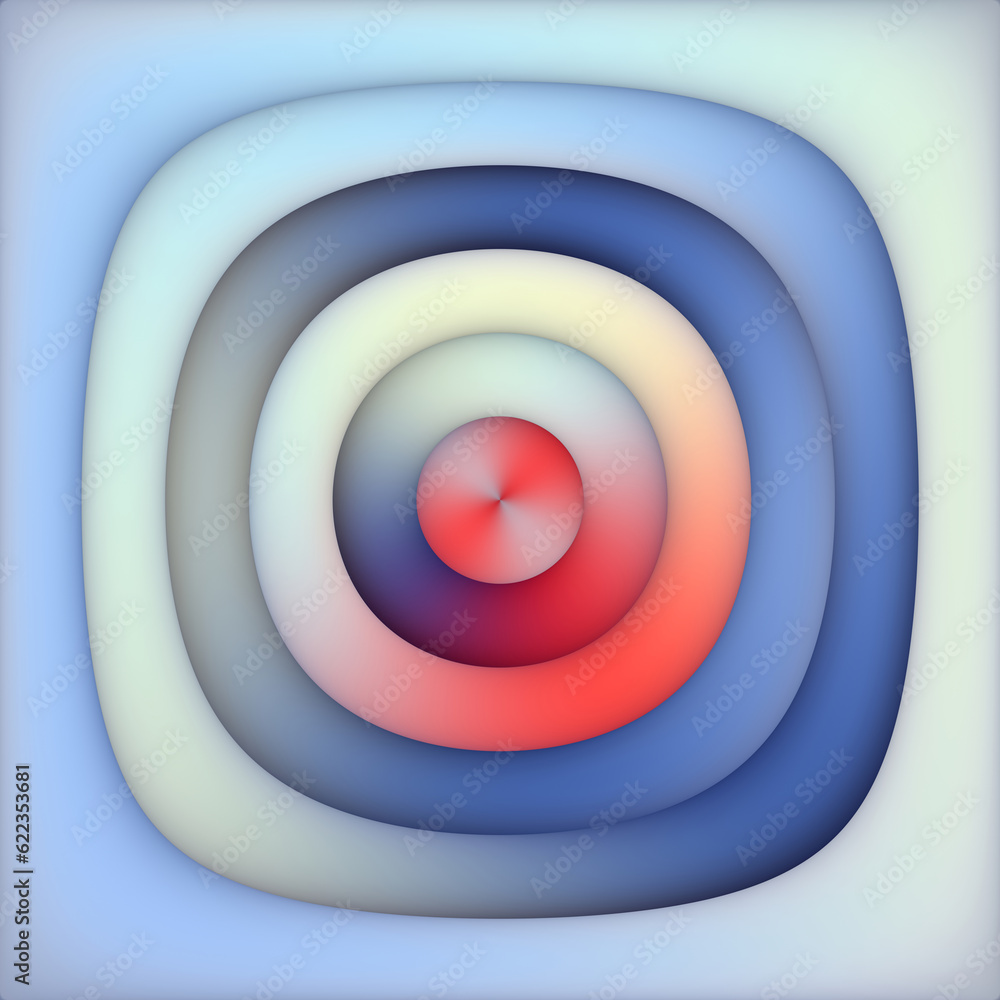 Poster raster multicolor blue red shades gradient concentric circles abstract square background
