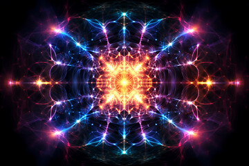 Fototapeta premium States of mind, chakras, meditation or 4th dimension illustration. Colorful space background with copy space. Generative AI