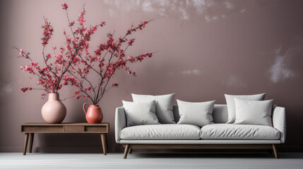 Modern bright interiors apartment living room mockup. Generative AI.