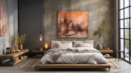 Luxury bedroom interior design. Rendering mock up. Generative AI. - obrazy, fototapety, plakaty