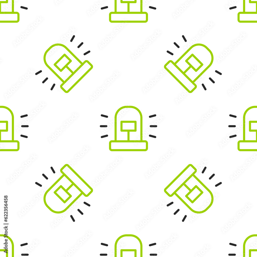 Poster line flasher siren icon isolated seamless pattern on white background. emergency flashing siren. vec