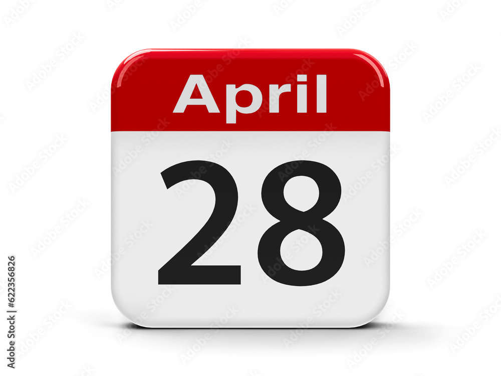 Poster calendar web button - the twenty eighth of april - world day for safety and health at work, three-di