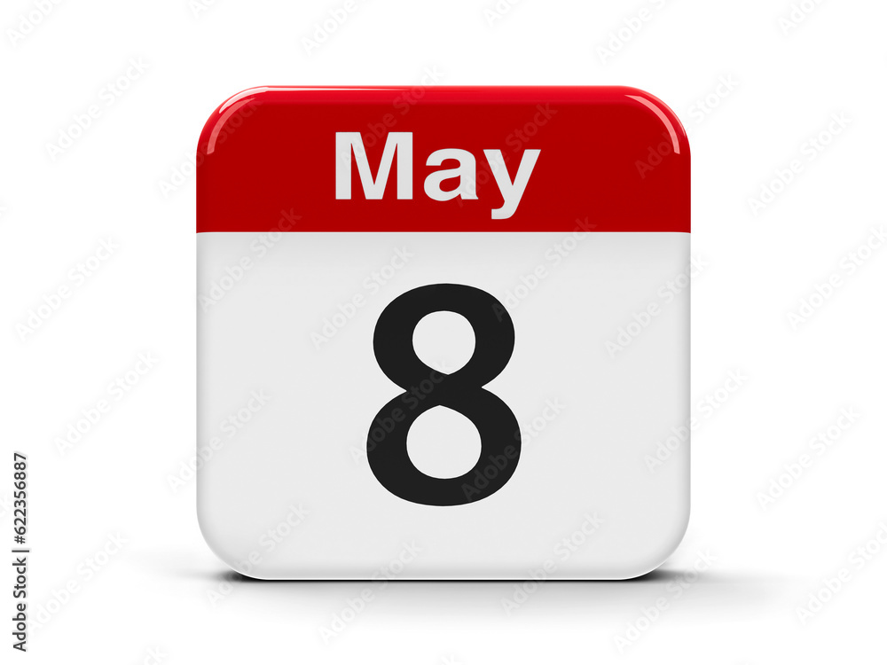 Poster calendar web button - the eighth of may - days of remembrance and reconciliation and world red cross
