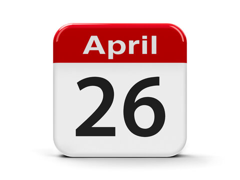 Calendar web button - Twenty Sixth of April - World Intellectual Property Day, three-dimensional rendering