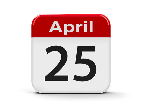 Calendar web button - Twenty Fifth of April - International DNA Day and World Malaria Day, three-dimensional rendering