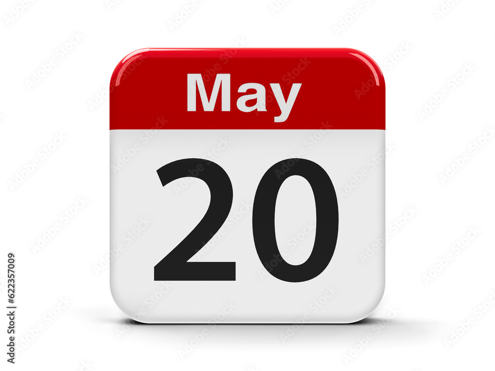 Poster calendar web button - the twentieth of may - world metrology day, three-dimensional rendering, 3d il