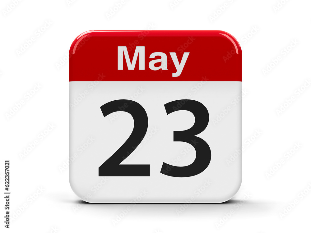 Poster Calendar web button - The Twenty Third of May - World Turtle Day, three-dimensional rendering, 3D illustration
