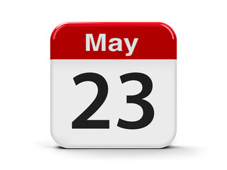 Fototapeta premium Calendar web button - The Twenty Third of May - World Turtle Day, three-dimensional rendering, 3D illustration