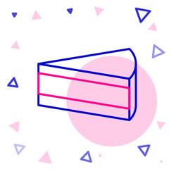 Line Piece of cake icon isolated on white background. Happy Birthday. Colorful outline concept. Vector