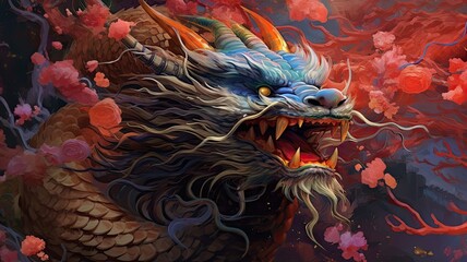 A painting of a dragon with its mouth open, created with Generative Ai Technology