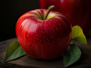 Red apple on a table. 