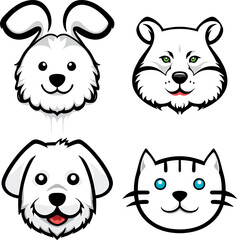 Pets - thin line vector on white background. EPS-10