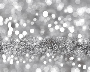 Silver Christmas glitter background with sparkly stars