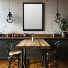 Cafe with customizable blank frame, generative ai
