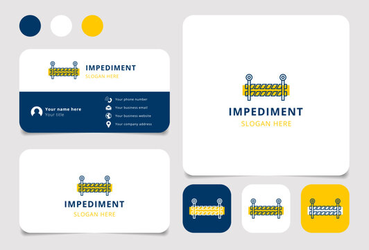 Impediment logo design with editable slogan. Branding book and business card template.
