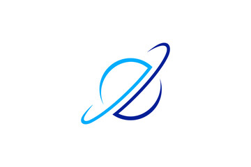 Planet in outer space line logo design