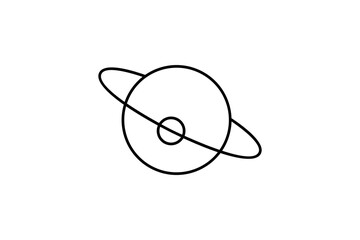 Planet orbit simple line logo design in outer space