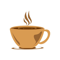 Coffee cup vector illustration isolated on background. Plastic coffee cup with hot coffee in flat style.