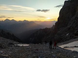 Climb to new bivouac Fanton, Belluno city in Italy