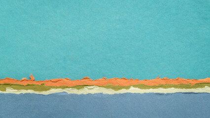 sea, ocean or lake abstract landscape in blue pastel tones - a collection of handmade rag papers