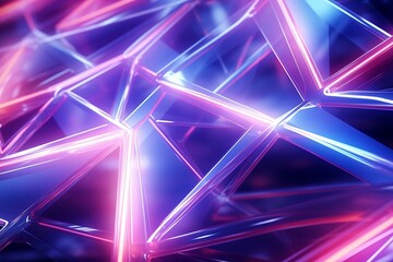 abstract geometric shapes in blue and pink neon light