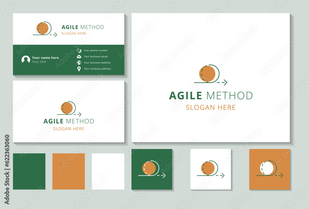 Poster agile method logo design with editable slogan. branding book and business card template.
